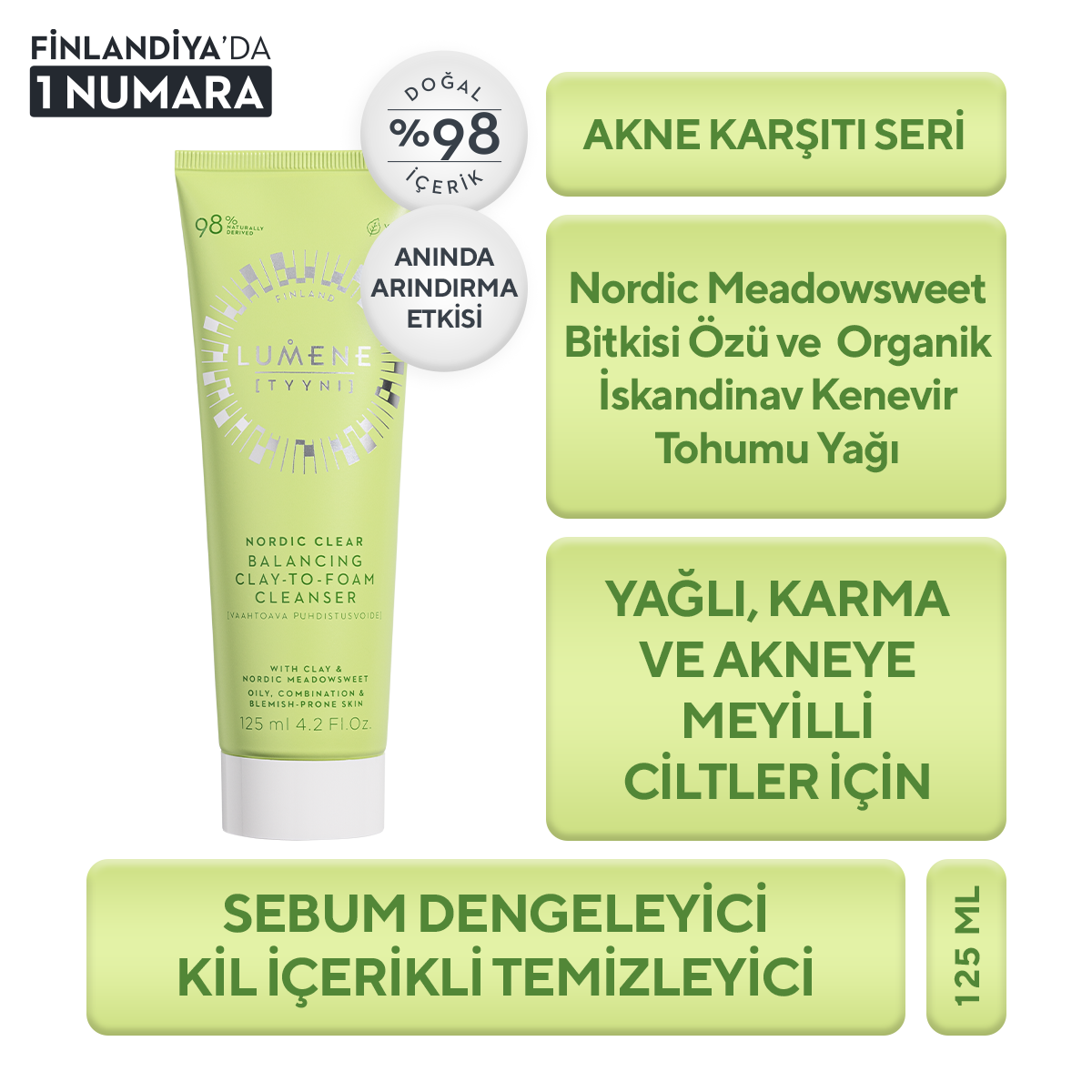 Kil İçerikli Sebum Dengeleyici Köpük Temizleyici 125 ML - Balancing Clay To Foam Cleanser